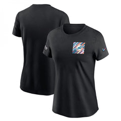Women's Miami Dolphins Black 2023 Crucial Catch Sideline Tri-Blend T-Shirt(Run Small) 
