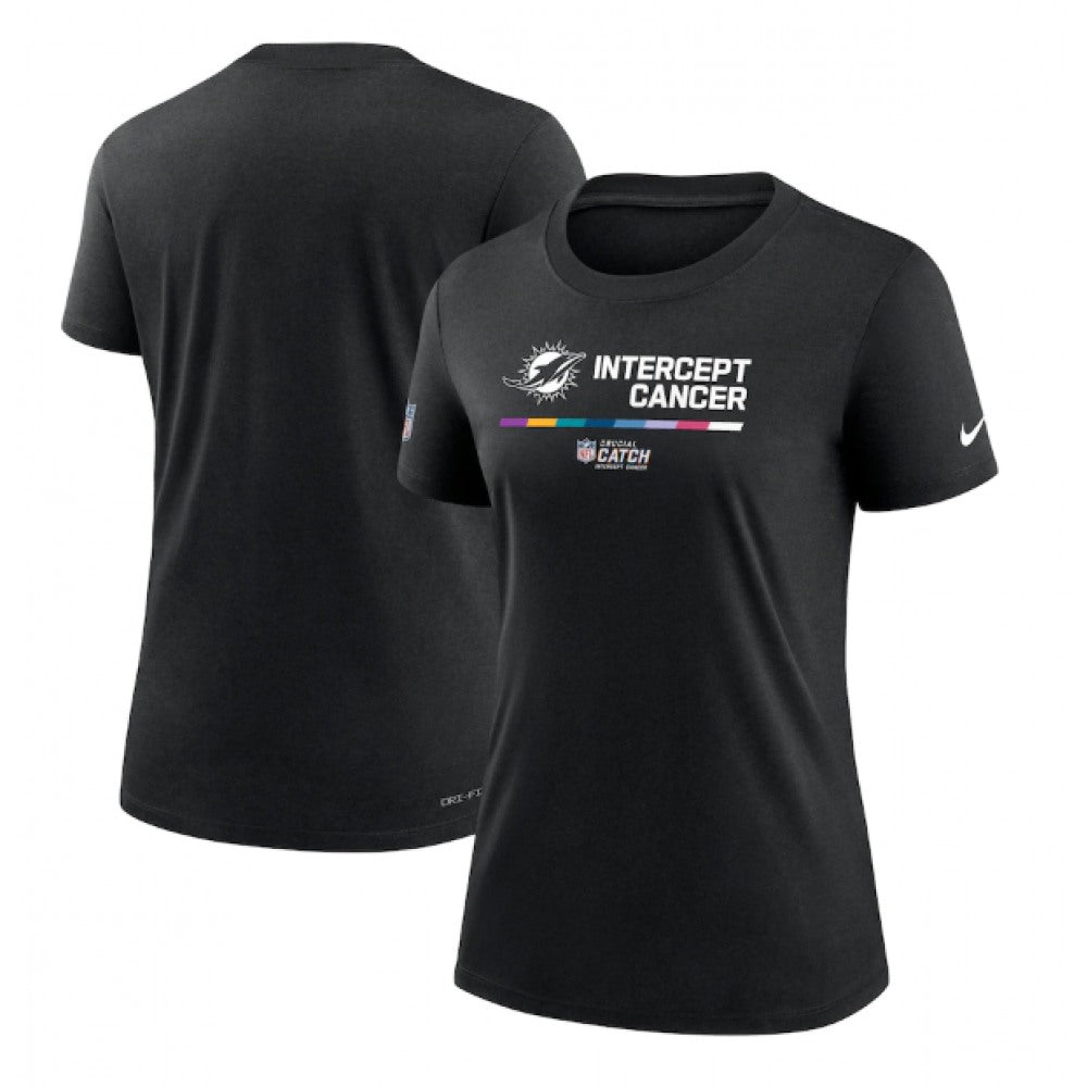 Women's Miami Dolphins 2022 Black Crucial Catch Performance T-Shirt(Run Small) 