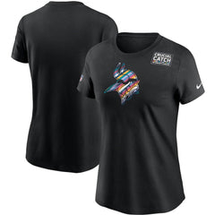 Women's Minnesota Vikings 2020 Black Sideline Crucial Catch Performance T-Shirt(Run Small) 