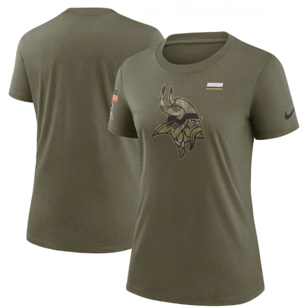 Women's Minnesota Vikings Olive 2021 Salute To Service T-Shirt (Run Small) 
