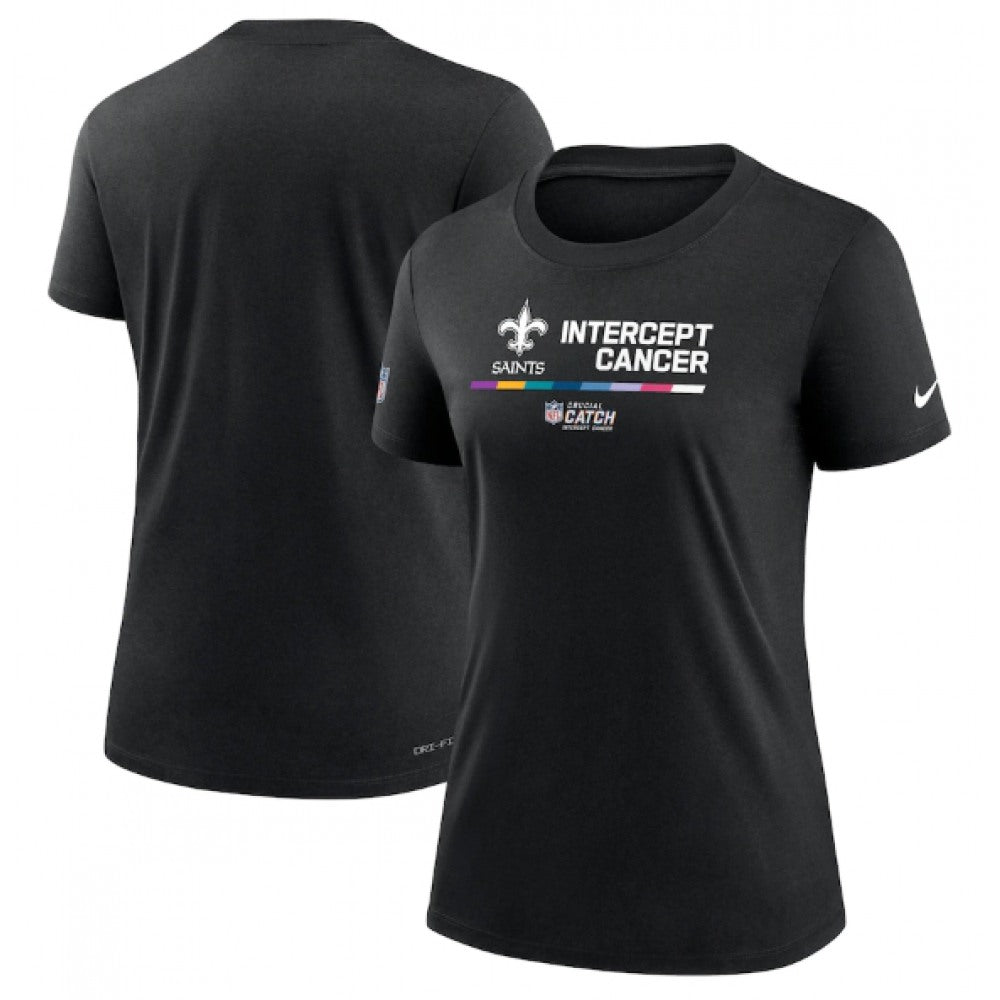 Women's New Orleans Saints 2022 Black Crucial Catch Performance T-Shirt(Run Small) 