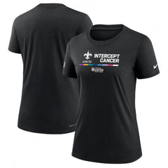 Women's New Orleans Saints 2022 Black Crucial Catch Performance T-Shirt(Run Small) 