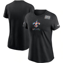 Women's New Orleans Saints 2020 Black Sideline Crucial Catch Performance T-Shirt(Run Small) 