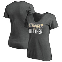 Women's New Orleans Saints Heather Stronger Together Space Dye V-Neck T-Shirt(Run Small) 