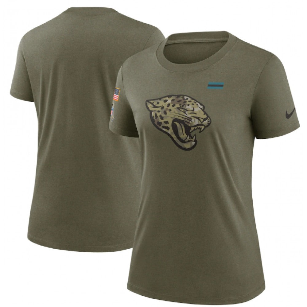 Women's Jacksonville Jaguars Olive 2021 Salute To Service T-Shirt (Run Small) 