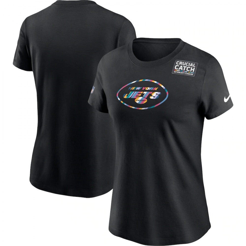 Women's New York Jets 2020 Black Sideline Crucial Catch Performance T-Shirt(Run Small) 