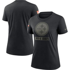 Women's Pittsburgh Steelers 2020 Black Salute To Service Performance T-Shirt (Run Small) 