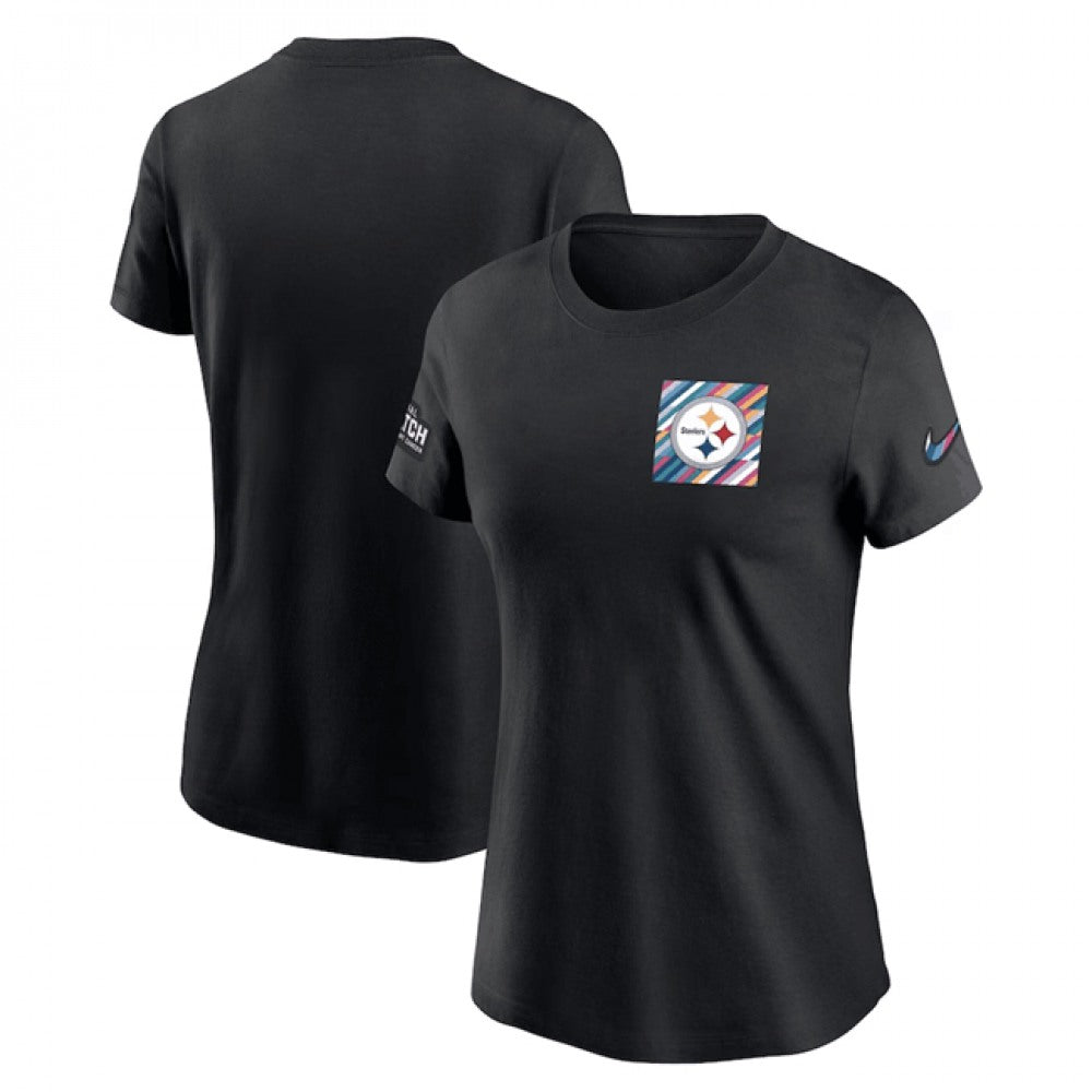 Women's Pittsburgh Steelers Black 2023 Crucial Catch Sideline Tri-Blend T-Shirt(Run Small) 