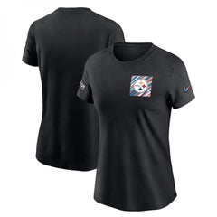 Women's Pittsburgh Steelers Black 2023 Crucial Catch Sideline Tri-Blend T-Shirt(Run Small) 