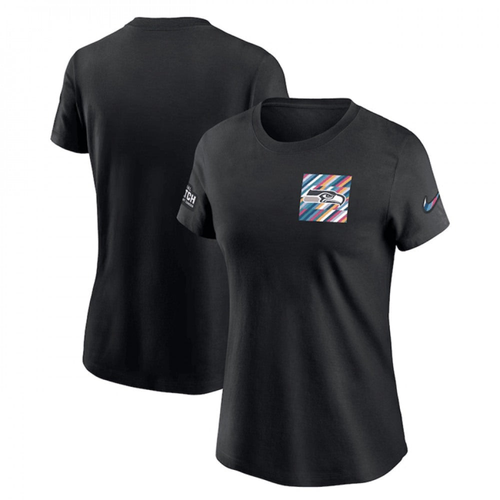 Women's Seattle Seahawks Black 2023 Crucial Catch Sideline Tri-Blend T-Shirt(Run Small) 