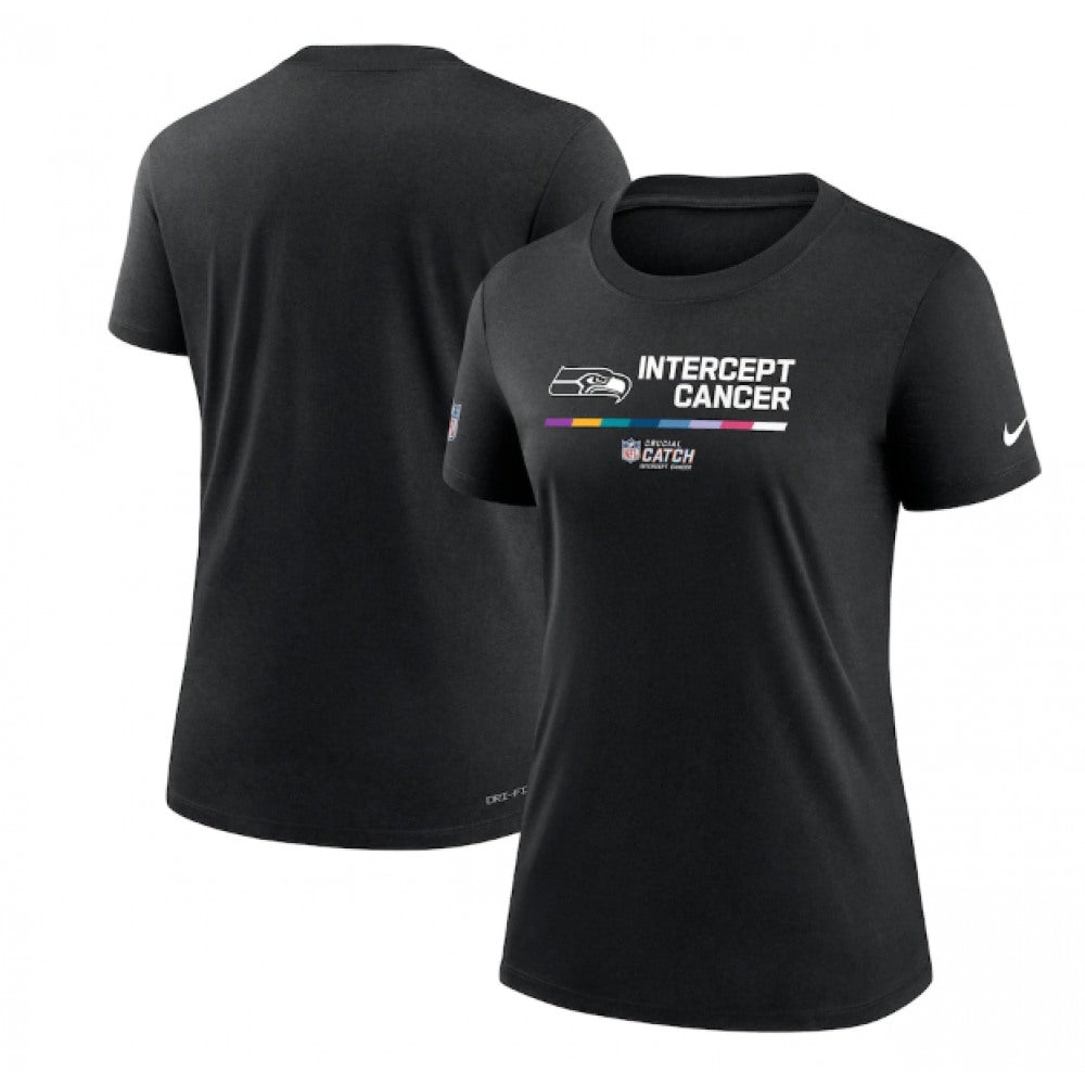 Women's Seattle Seahawks 2022 Black Crucial Catch Performance T-Shirt(Run Small) 