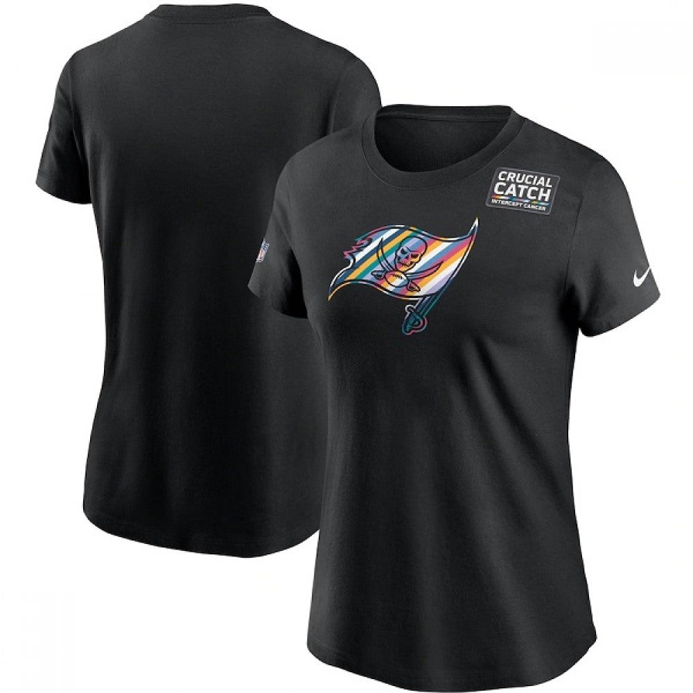 Women's Tampa Bay Buccaneers 2020 Black Sideline Crucial Catch Performance T-Shirt(Run Small) 