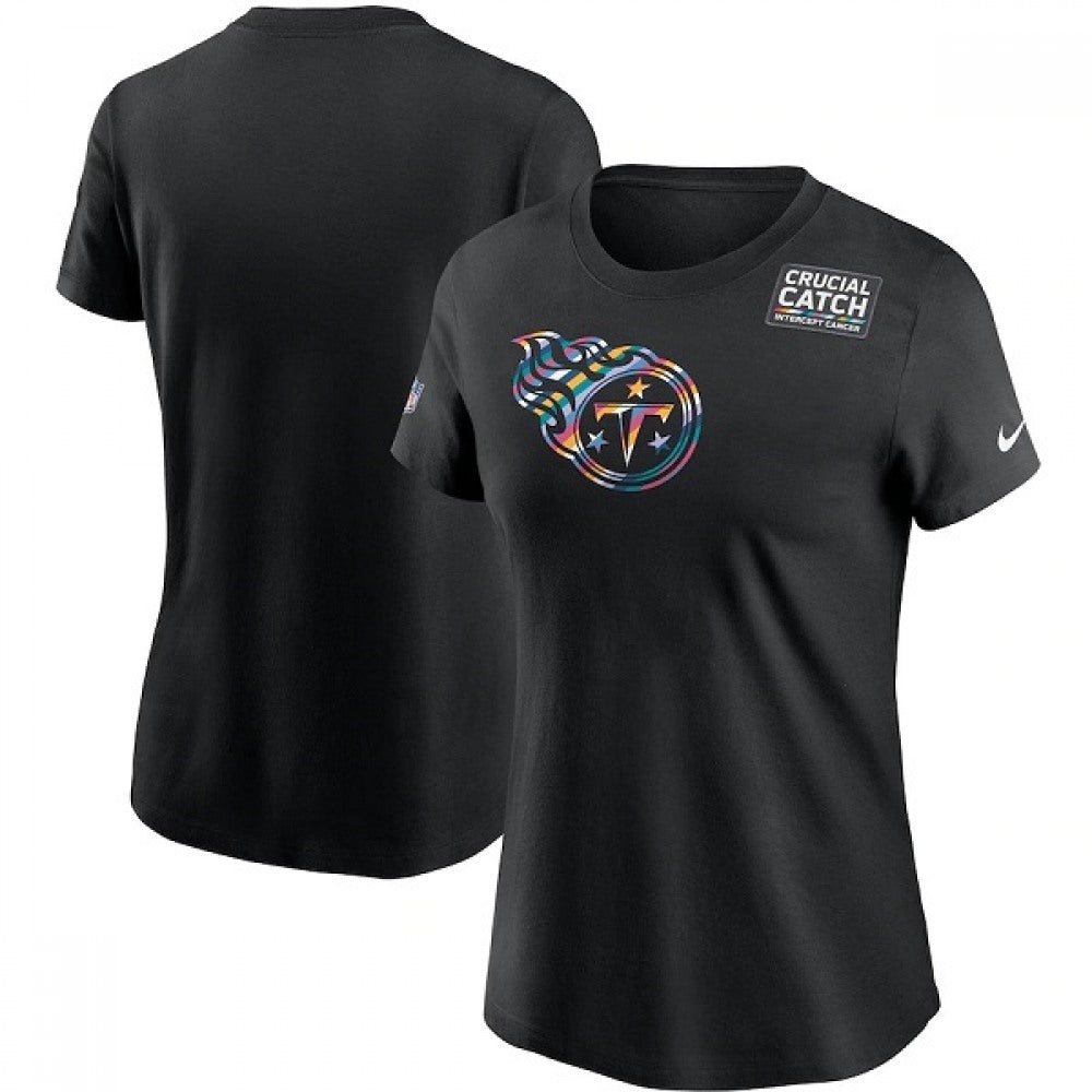 Women's Tennessee Titans 2020 Black Sideline Crucial Catch Performance T-Shirt(Run Small) 