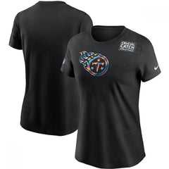Women's Tennessee Titans 2020 Black Sideline Crucial Catch Performance T-Shirt(Run Small) 