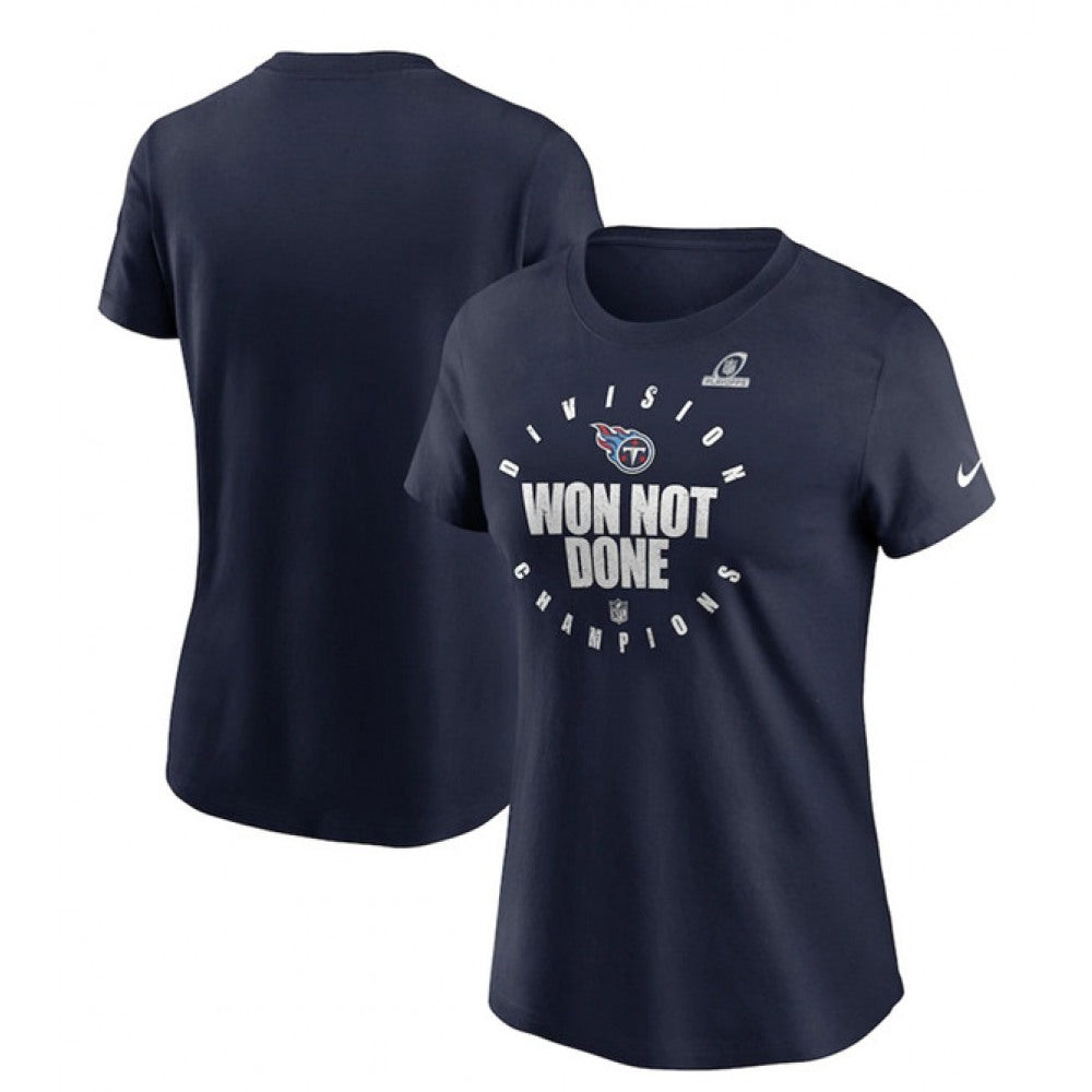 Women's Tennessee Titans 2020 Navy AFC South Division Champions NFL T-Shirt(Run Small) 