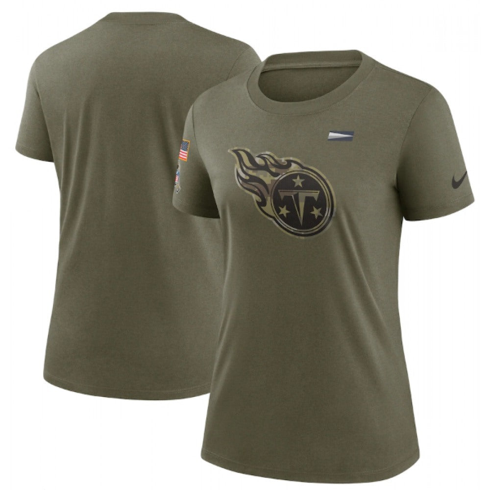 Women's Tennessee Titans Olive 2021 Salute To Service T-Shirt (Run Small) 