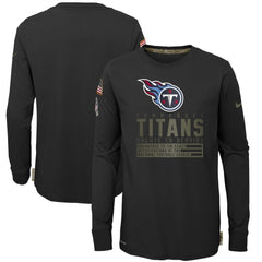 Youth Tennessee Titans 2020 Black Salute To Service Sideline Performance Long Sleeve T-Shirt 