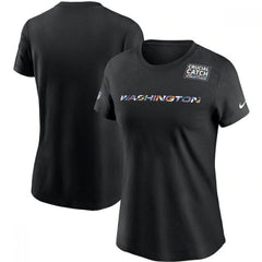 Women's Washington Football Team 2020 Black Sideline Crucial Catch Performance T-Shirt(Run Small) 