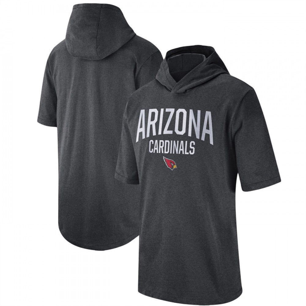 Men's Arizona Cardinals Heathered Charcoal Sideline Training Hoodie Performance T-Shirt 