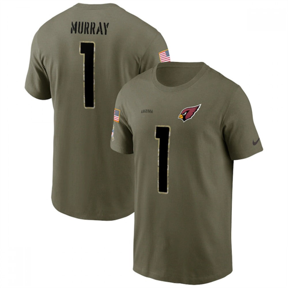 Men's Arizona Cardinals #1 Kyler Murray 2022 Olive Salute to Service T-Shirt 