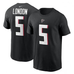 Men's Atlanta Falcons #5 Drake London 2022 Black NFL Draft First Round Pick Player Name & Number T-Shirt 