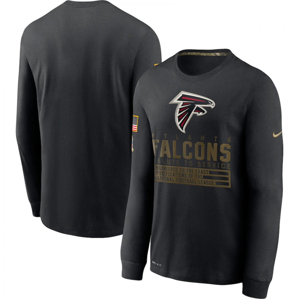 Men's Atlanta Falcons 2020 Black Salute to Service Sideline Performance Long Sleeve T-Shirt 