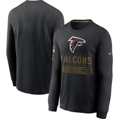 Men's Atlanta Falcons 2020 Black Salute to Service Sideline Performance Long Sleeve T-Shirt 
