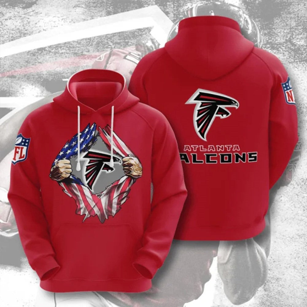 Men's Atlanta Falcons Red 3D Trending T-Shirt Hoodie 