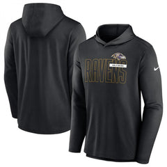 Men's Baltimore Ravens Black Lightweight Performance Hoodie Long Sleeve T-Shirt 