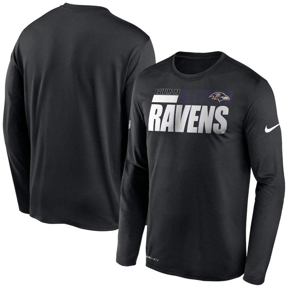 Men's Baltimore Ravens 2020 Black Sideline Impact Legend Performance Long Sleeve T-Shirt 
