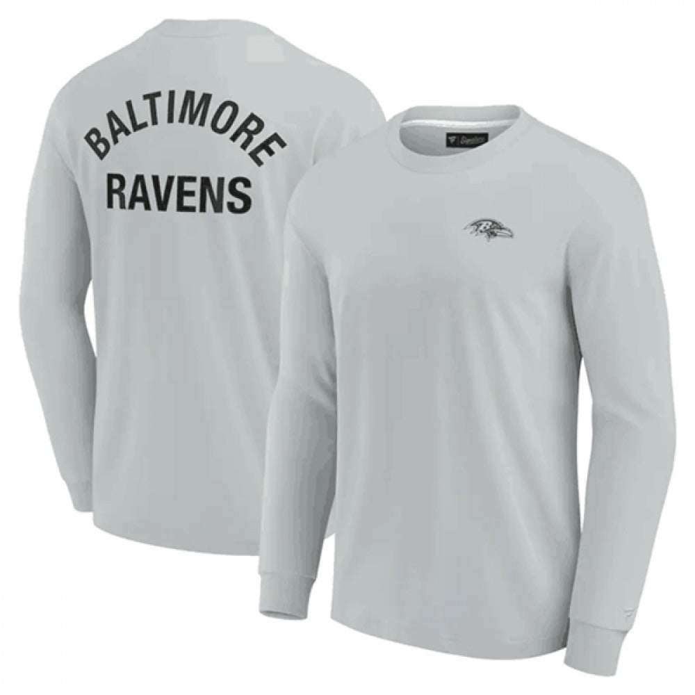 Men's Baltimore Ravens Grey Signature Unisex Super Soft Long Sleeve T-Shirt 