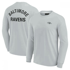 Men's Baltimore Ravens Grey Signature Unisex Super Soft Long Sleeve T-Shirt 