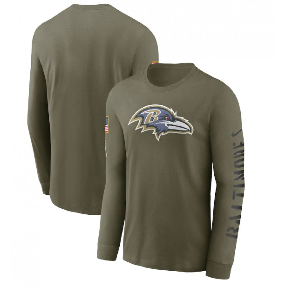 Men's Baltimore Ravens Olive 2022 Salute to Service Long Sleeve T-Shirt 