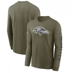Men's Baltimore Ravens Olive 2022 Salute to Service Long Sleeve T-Shirt 