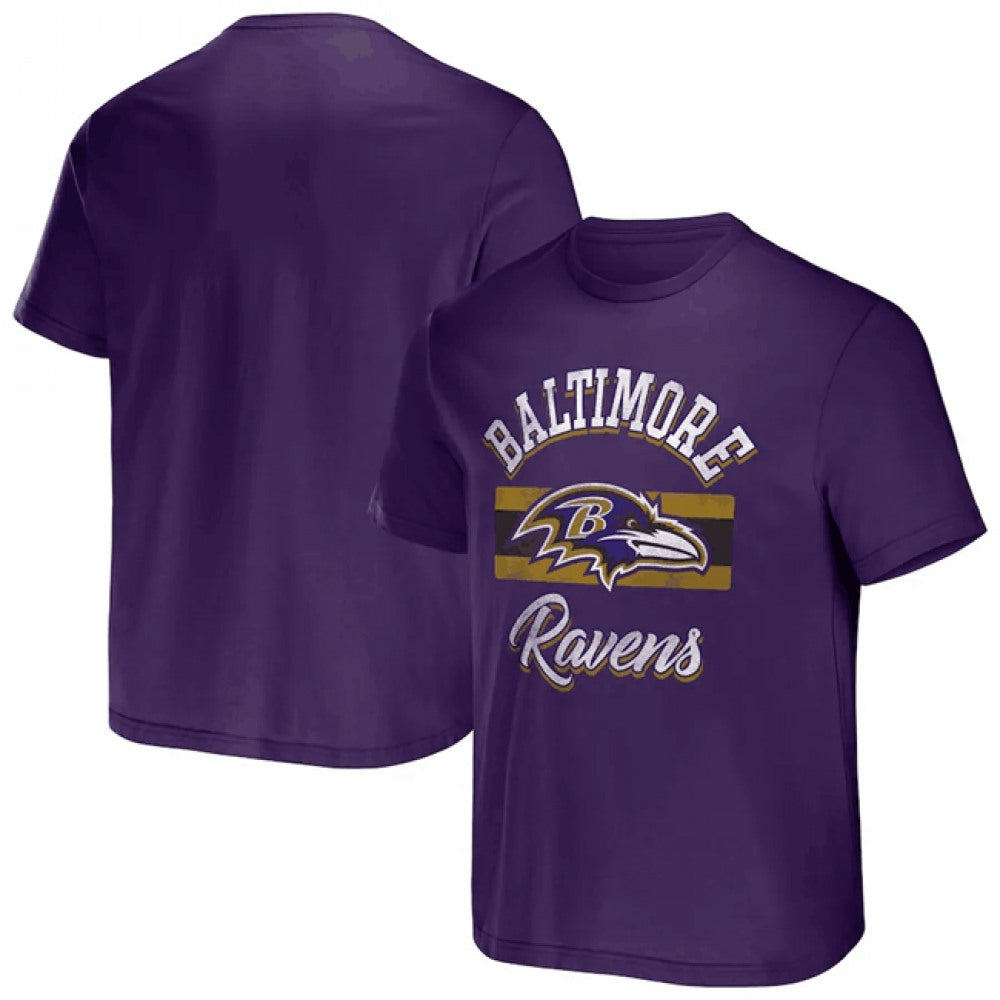 Men's Baltimore Ravens Purple x Darius Rucker Collection Stripe T-Shirt 