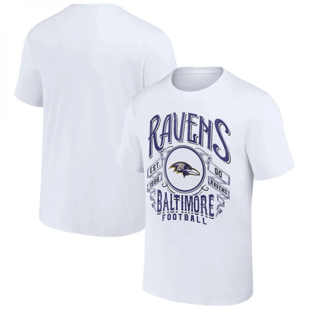 Men's Baltimore Ravens White x Darius Rucker Collection Vintage Football T-Shirt 