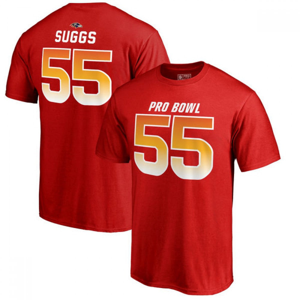 Ravens #55 Terrell Suggs AFC Pro Line 2018 NFL Pro Bowl Red T-Shirt 