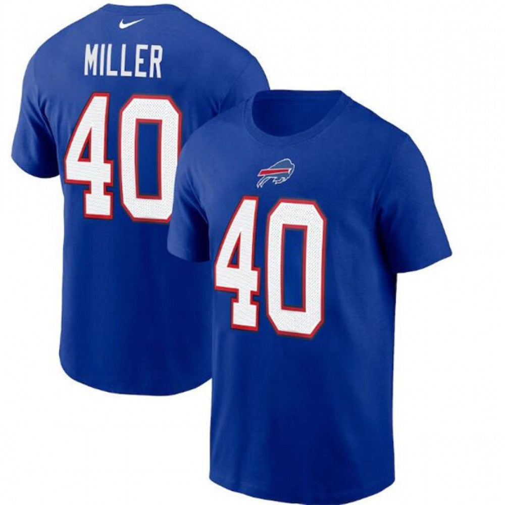 Men's Buffalo Bills #40 Von Miller 2022 Blue Name & Number T-Shirt 