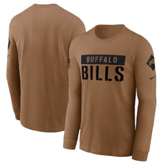 Men's Buffalo Bills 2023 Brown Salute To Service Long Sleeve T-Shirt 