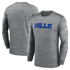 Men's Buffalo Bills Heather Gray Sideline Team Velocity Performance Long Sleeve T-Shirt 