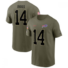 Men's Buffalo Bills #14 Stefon Diggs 2022 Olive Salute to Service T-Shirt 