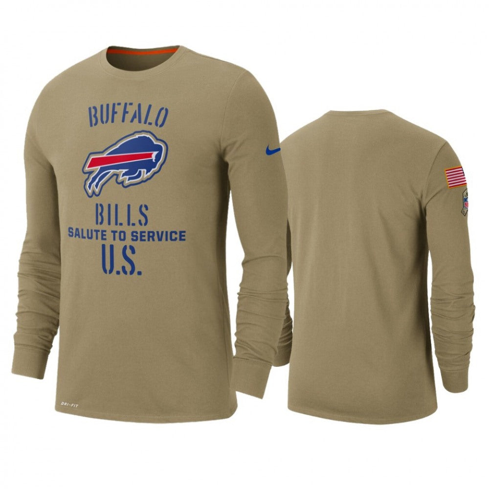 Men's Buffalo Bills Tan 2019 Salute to Service Sideline Performance Long Sleeve Shirt 