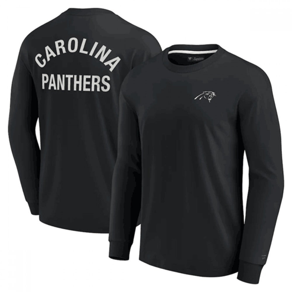 Men's Carolina Panthers Black Signature Unisex Super Soft Long Sleeve T-Shirt 