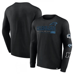 Men's Carolina Panthers Black High Whip Pitcher Long Sleeve T-Shirt 