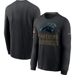 Men's Carolina Panthers 2020 Black Salute to Service Sideline Performance Long Sleeve T-Shirt 