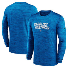 Men's Carolina Panthers Blue Sideline Team Velocity Performance Long Sleeve T-Shirt 
