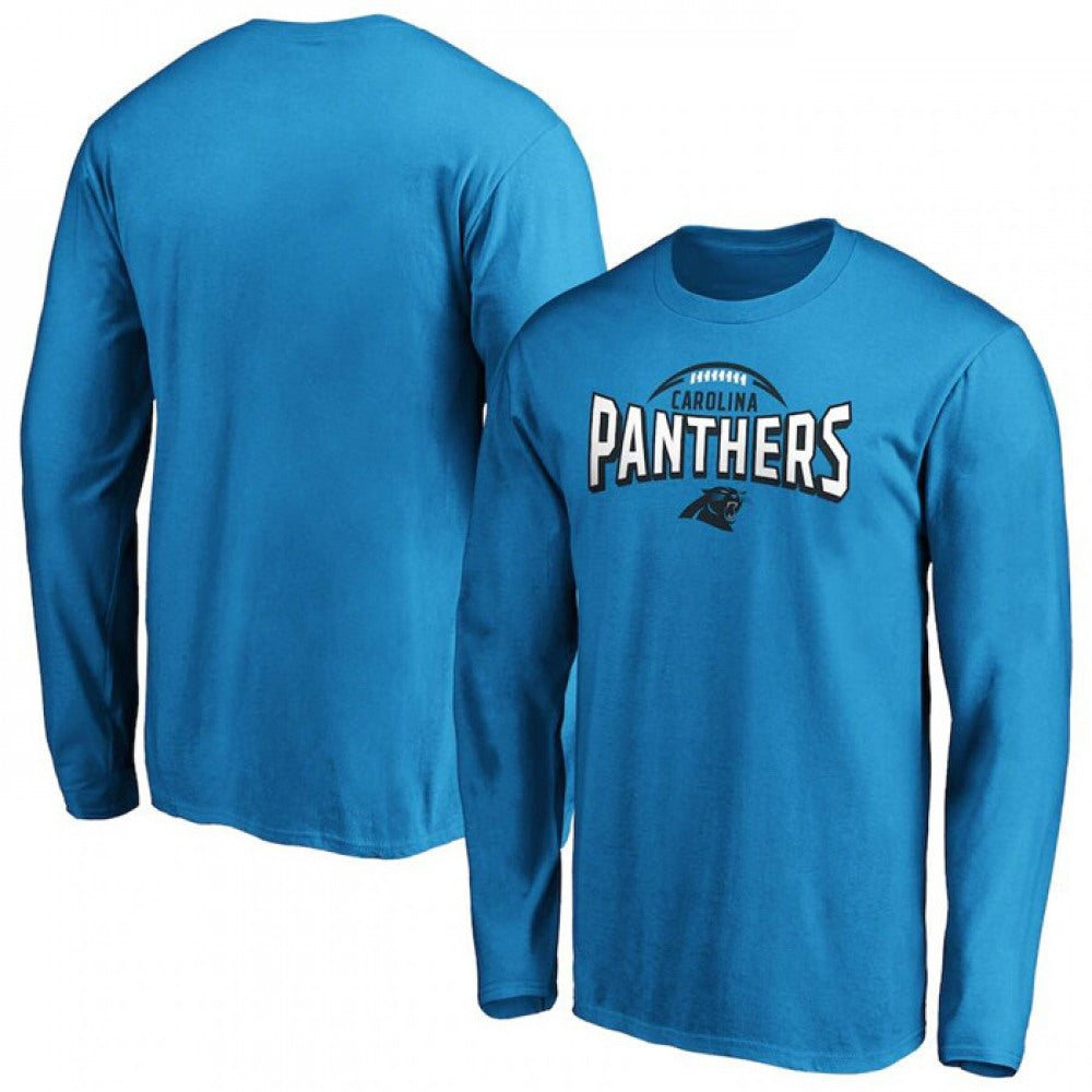 Men's Carolina Panthers Blue Clamp Down Long Sleeve T-Shirt 
