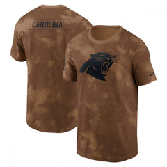 Men's Carolina Panthers 2023 Brown Salute To Service Sideline T-Shirt 