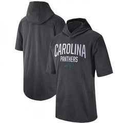 Men's Carolina Panthers Heathered Charcoal Sideline Training Hoodie Performance T-Shirt 