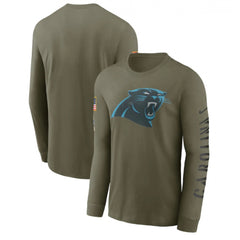 Men's Carolina Panthers Olive 2022 Salute to Service Long Sleeve T-Shirt 